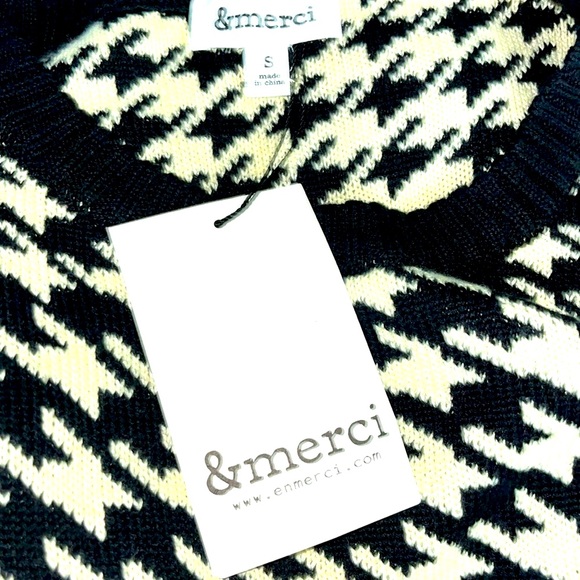 &merci Clothing NWOT Houndstooth Black/creme Sweater Vest Boutique SZ S - Picture 7 of 7